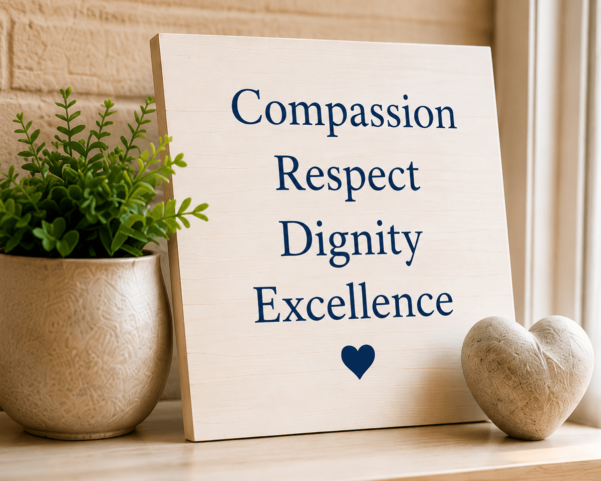 Compassion, respect, dignity, and excellence values